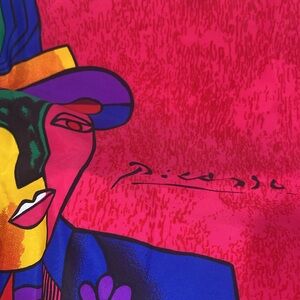 PICASSO SILK HAND ROLLED VINTAGE SCARF 🧣 33” X 34”